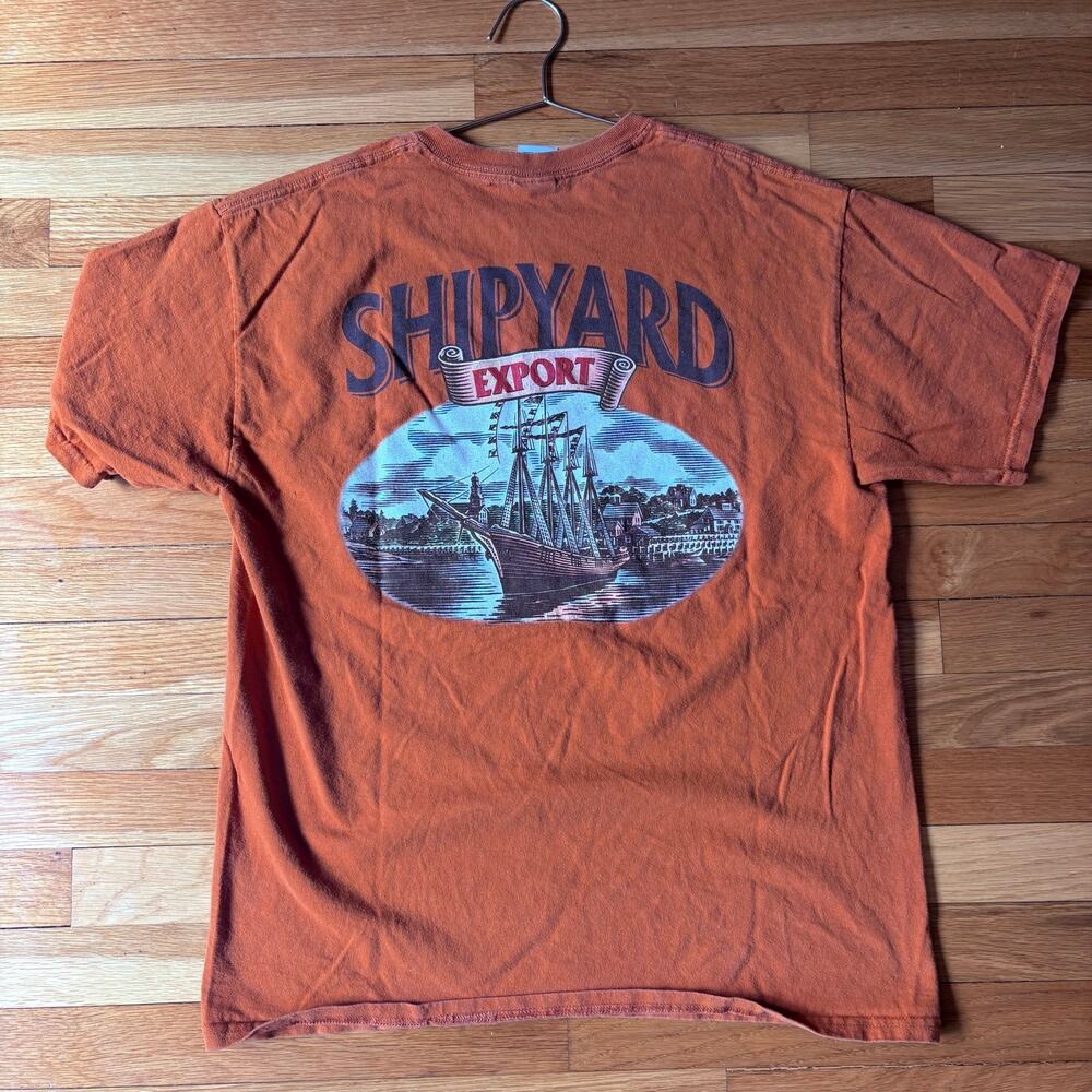 SHIPYARD BREWING CO - Portland, Maine EXPORT ALE Large T-Shirt Orange gildan
